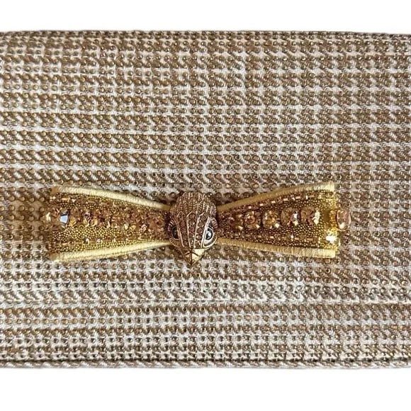 Kurt Geiger Kensington Gold and Cream Clutch w/ gold chain and dust bag NWT - Picture 6 of 7